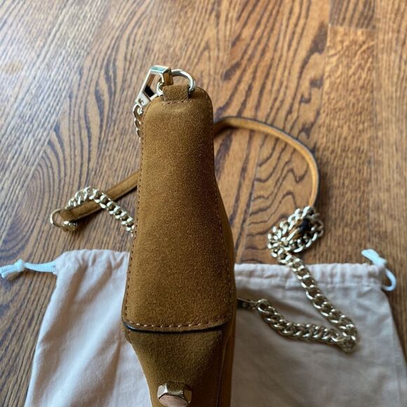 Rebecca Minkoff Women’s Crossbody Bag Suede Leather Metal Chain Gold Hardware - Picture 6 of 11